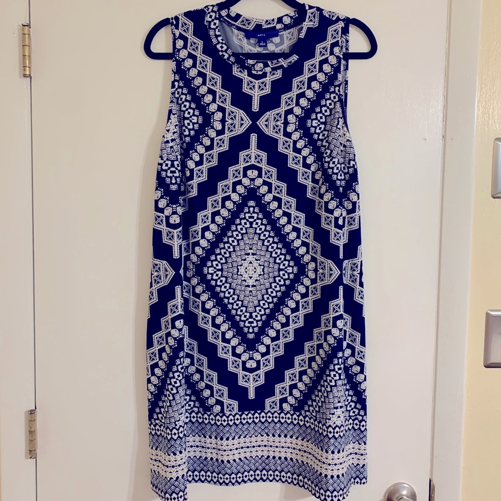 Apt. 9 Dress Size L Navy/White Trapeze Style